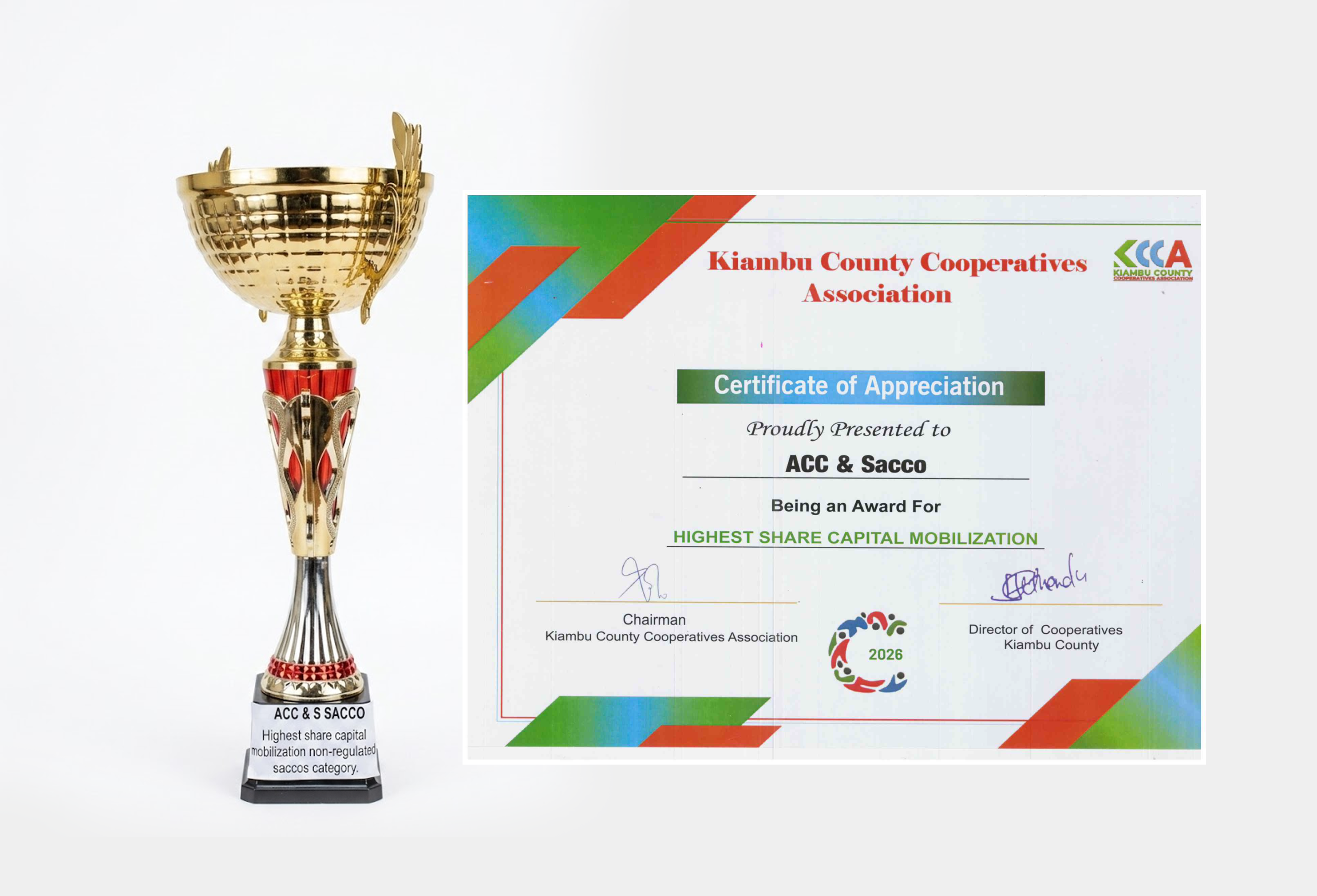 ACC&S SACCO certificate of appreciation